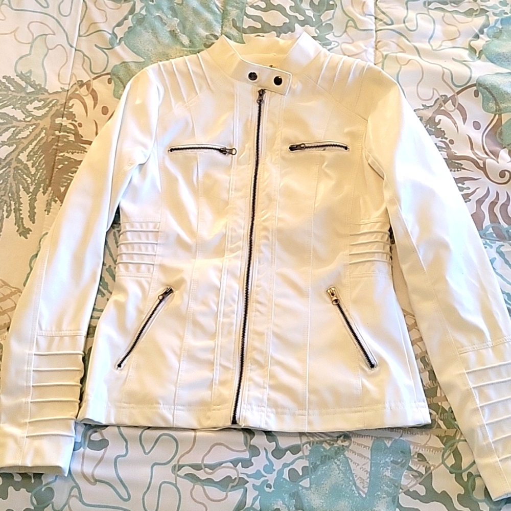 Off-White Faux Leather Moto Jacket
